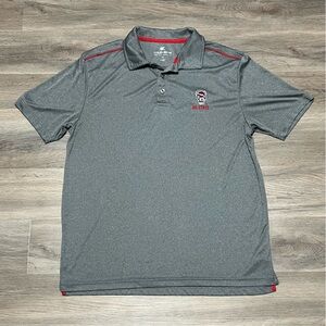 Colosseum NC State Men's XL Polo Shirt Gray Red Wolfpack Performance Athletic